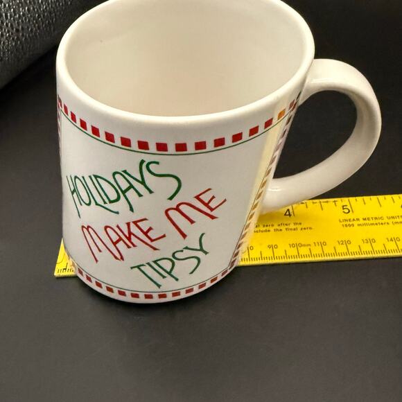 Vintage Christmas Papel Mug Slants “Holidays Make Me Tipsy” Ceramic Mug Cup - Picture 8 of 9